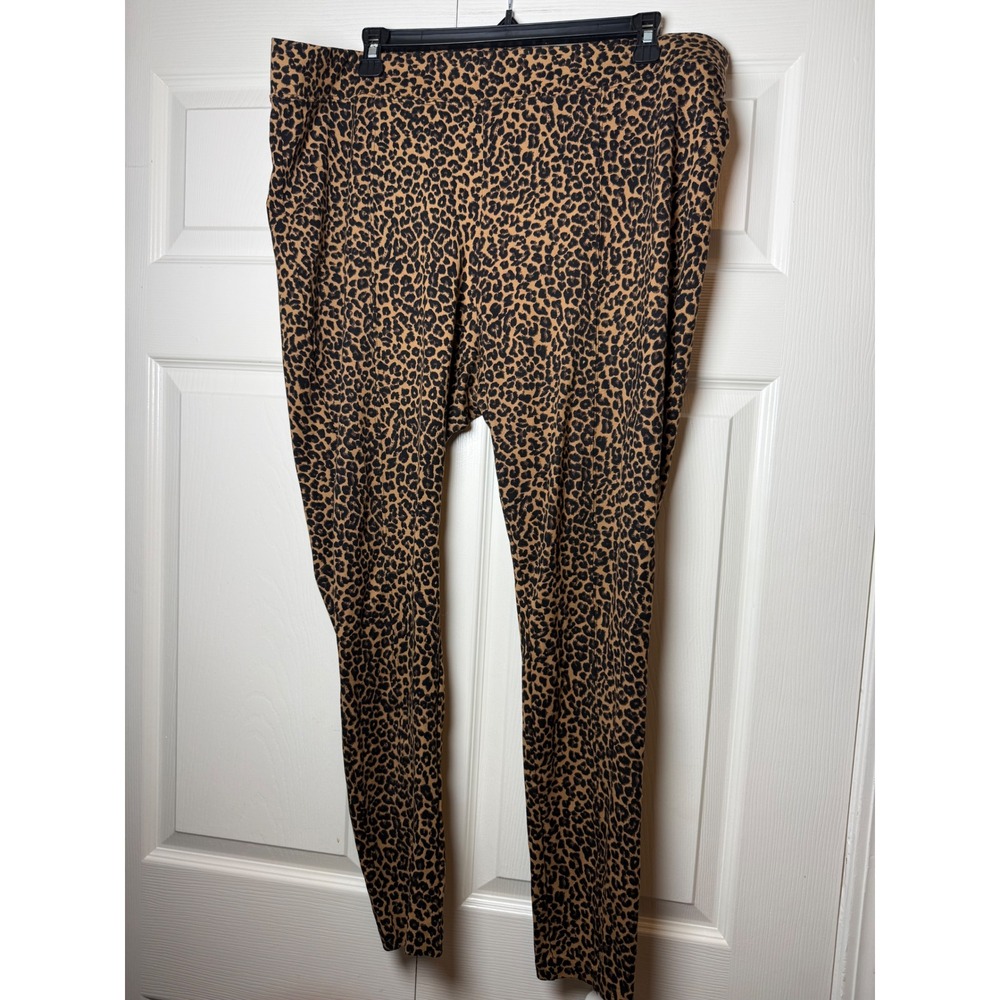 Old Navy Stevie Leopard Print Pants Womens XL Brown Black Animal Tapered Stretch
